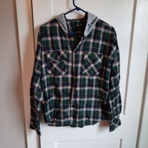 NWOT Something Strong Hooded Flannel Button Up